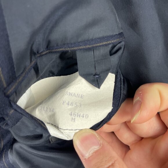 Ermenegildo Zegna Blazer Navy w/ Brown Chalk Stripe Double Breasted Wool Sz 46W - Picture 15 of 16